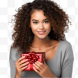 礼物箱图片_有吸引力的圣诞女孩拿着礼物