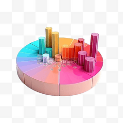 数据表模型图片_3D 渲染插图演示与条形图统计和圆
