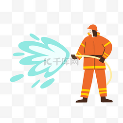 火灾卡通图图片_正在灭火的消防员