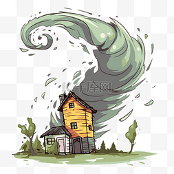 中房子图片_龙卷风剪贴画卡通风暴与背景中的