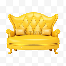 沙发装饰风格黄色隔离前视图系列