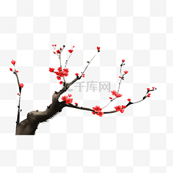 中国画梅树枝图片_水墨梅花新年