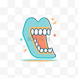 一张嘴和牙齿的插图显示了张开的