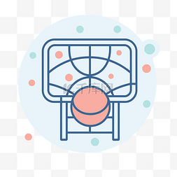 白色篮球图标图片_篮球框图标线图 向量