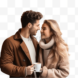 爱喝咖啡的女孩图片_年轻有吸引力的情侣在咖啡馆约会