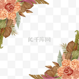 粉色植物水彩图片_干花装饰花礼边框