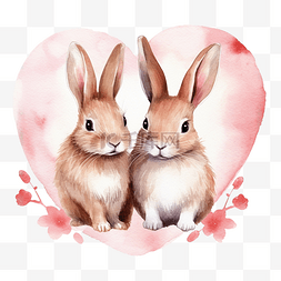 母兔子图片_兔子爱上心画水彩