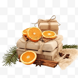 礼盒橙图片_带礼品盒的圣诞组合物
