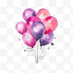 一堆水彩万圣节粉色气球派对