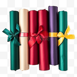 一卷带丝带的圣诞包装纸