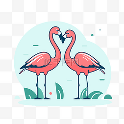 两只粉红色的火烈鸟在幸福的关系