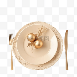 家居用品装饰图片_带空盘子的圣诞餐桌布置