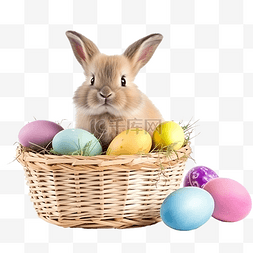 草篮图片_复活节彩蛋篮与兔子