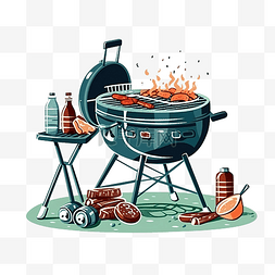 火烧烤工具图片_烧烤架野餐设备插画
