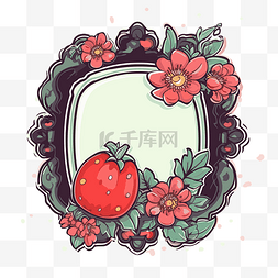 鲜花框架图片_粉色和黑色框架与草莓和鲜花剪贴