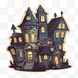 一间旧房子图片_漫画女巫房子设计矢量图剪贴画