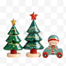 木质表面圣诞树上的圣诞表面玩具