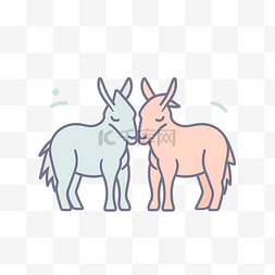 驢图片_母牛亲吻驴插画母鹿和驴 向量