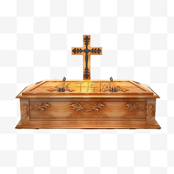 箱子木板图片_万圣节场景中带有基督教十字架的