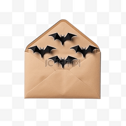 黑蝙蝠从牛皮纸信封中飞出的万圣