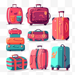 行李箱粉色图片_手提箱剪贴画套彩色行李套卡通 