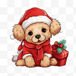 圣诞节那天，可爱的涂鸦狗穿着平