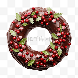 糖霜巧克力图片_巧克力蛋糕圣诞花环加糖霜
