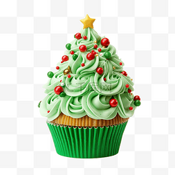 甜点圣诞图片_圣诞美味的纸杯蛋糕，以圣诞树的