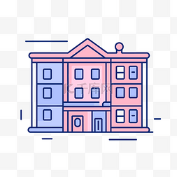 宿舍門禁图片_粉红色和蓝色的建筑图标 向量