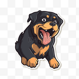 伸出的舌头图片_罗威纳犬伸出舌头的贴纸 向量