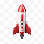3d 红色白色太空船或火箭发射在烟雾隔离启动模板或业务概念 3d 渲染插图