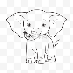 大象儿童着色页 可爱的大象着色