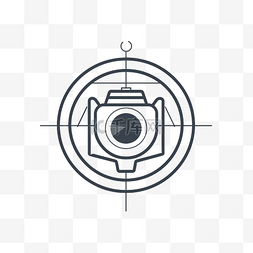 相机白色图片_中间有目标的相机图标的线条插图