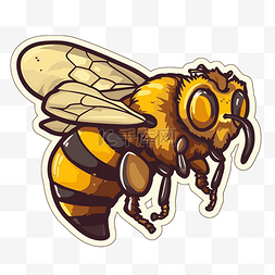 灰色背景上的黄色蜜蜂贴纸 向量