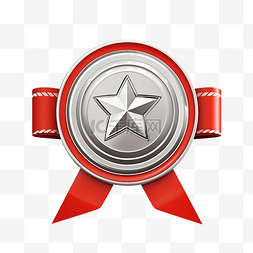 星级标志图片_3d 徽章，带丝带和星级优质标志