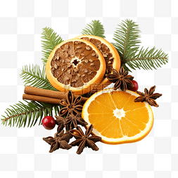 橙子果树素材图片_圣诞组合物与干橙子