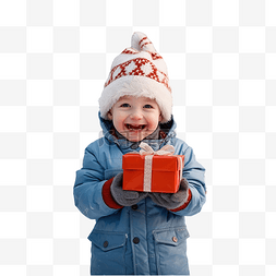 高兴的娃娃图片_圣诞节下午，一个小孩子很高兴在