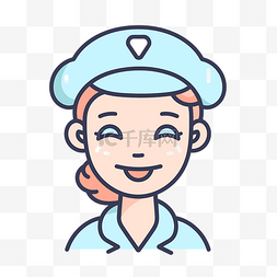 制服女士图片_平面矢量图上带蓝色帽子的女士制
