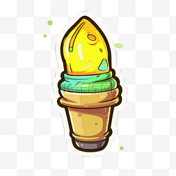 蛋筒冰淇淋卡通图片_带有绿色冰淇淋蛋筒剪贴画的 flcky