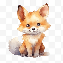 可爱的狐狸水彩插图ai生成