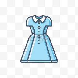 蓝色连衣裙，带领子图标说明 向
