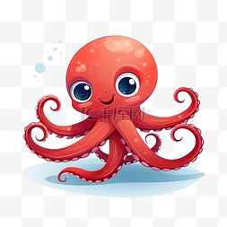 可爱的章鱼卡通海洋动物插画