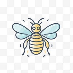 线性图标设计中蜜蜂的插图 向量