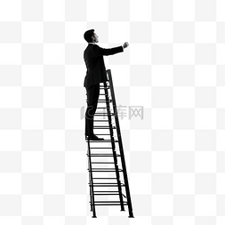 梯子上的男人图片_商人走上商业成功的阶梯