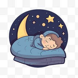 卡通的星星图片_小男孩以可爱的睡眠方式安静地睡