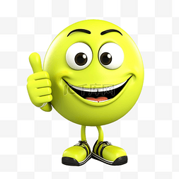 网球吉祥物竖起大拇指 3D 人物插