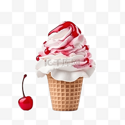 上面有樱桃的冰淇淋甜筒