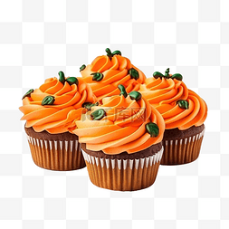 南瓜蛋糕图片_万圣节橙色奶油南瓜蛋糕