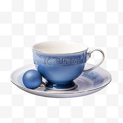 经典茶壶图片_蓝色茶杯中的圣诞组合物