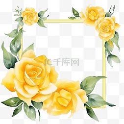 色黄图片_黄玫瑰水彩画框